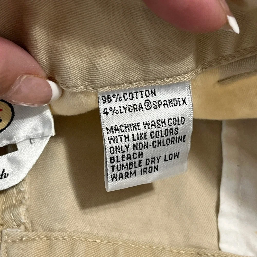 Talbots Chino Bermuda Shorts Womens 4 Tan Stretch Cotton Cargo Pockets Casual